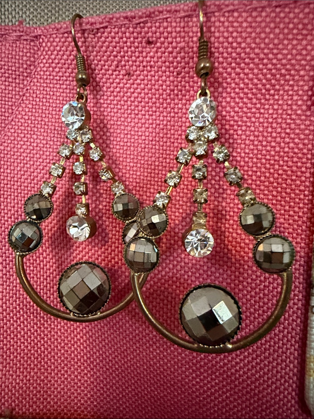 Crystal & Hematite Teardrop Dangle Earrings - Unbranded